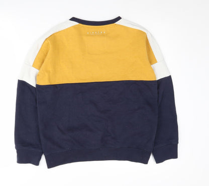 Back view of Ripstop boys’ yellow colourblock pullover sweatshirt l