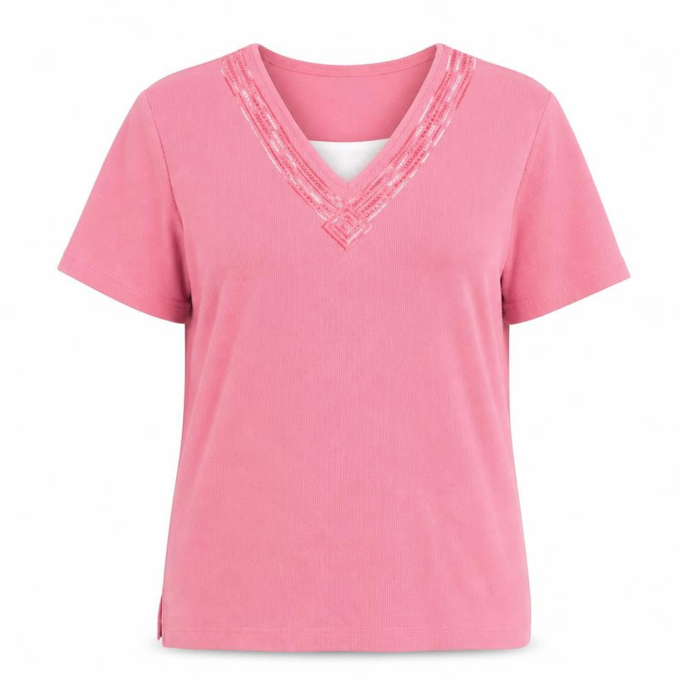 Bm Pink Women's V-Neck T-Shirt Size M