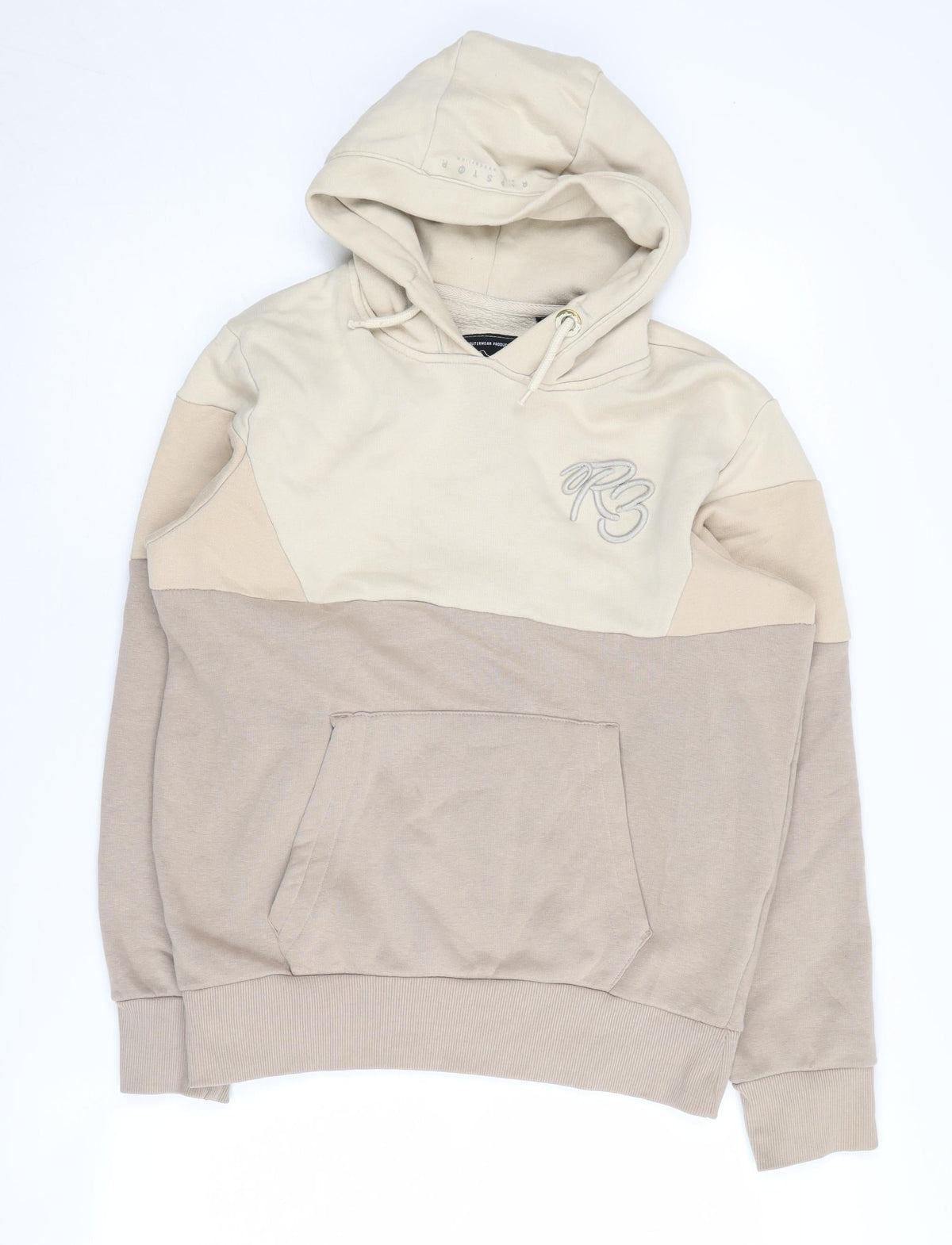 Additional front view of Ripstop boys’ beige pullover hoodie l colourblock