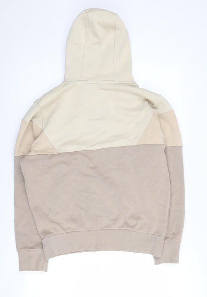 Back view of Ripstop boys’ beige pullover hoodie l colourblock