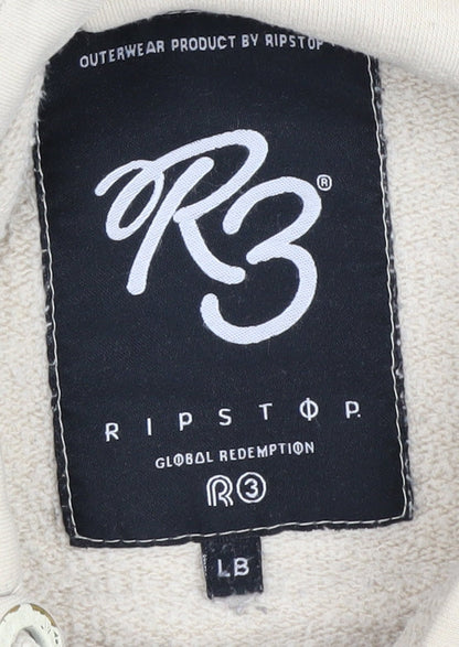 Brand and care label for Ripstop boys’ beige pullover hoodie l colourblock