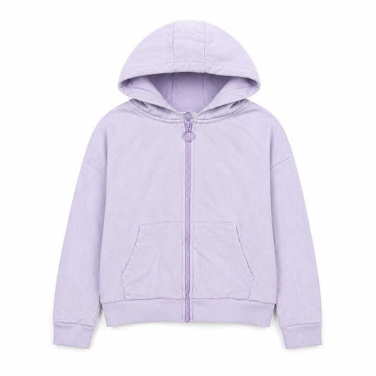 Front view of Marks & Spencer girls’ purple full zip hoodie, size 11-12