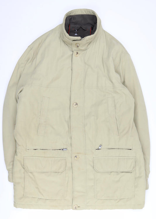 Di Quattro Men’s Beige Mid-Length Basic Coat, Size 48