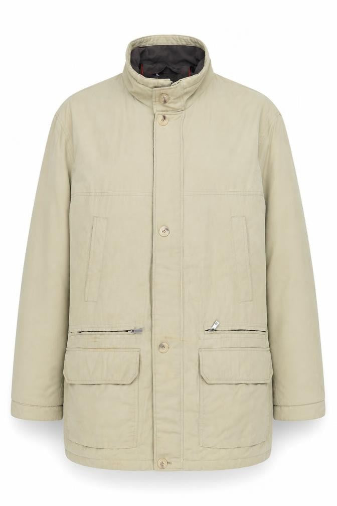 Di Quattro Men’s Beige Mid-Length Basic Coat, Size 48