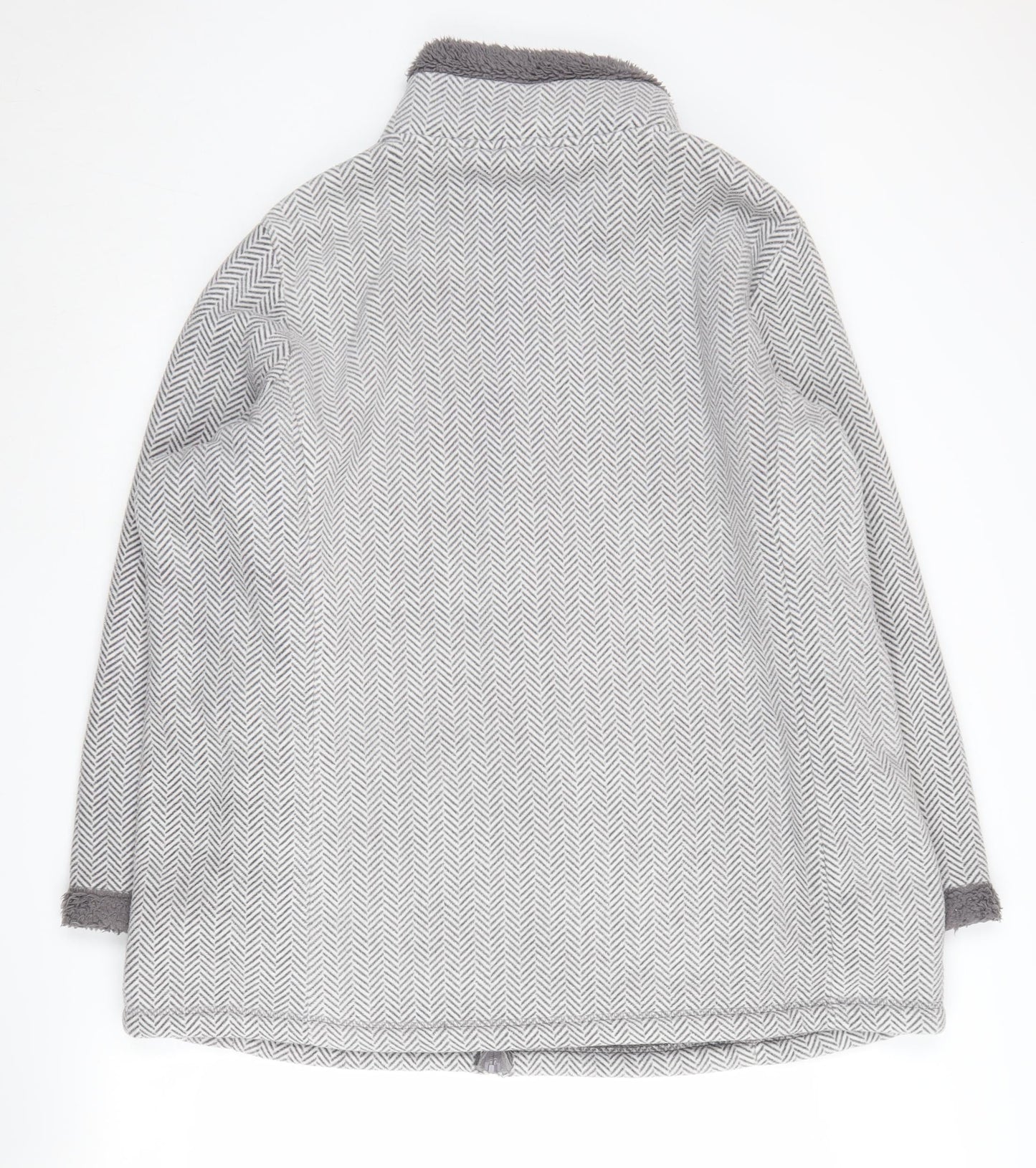 Bonmarché Women's Grey Herringbone Long Coat XL