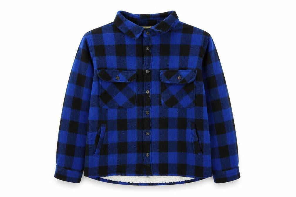 Workwear Men's Blue Check Fleece Jacket, Large