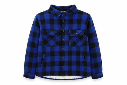 Workwear Men's Blue Check Fleece Jacket, Large