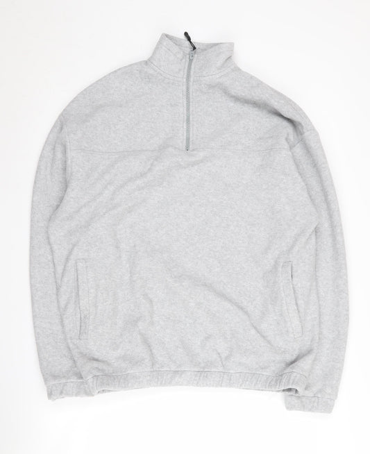 ASOS DESIGN Men's Grey 1/4 Zip Sweatshirt, Small