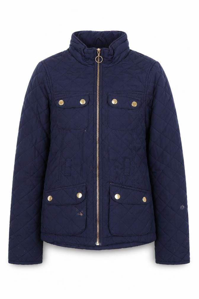H&M Girls Quilted Blue Jacket 12-13 Years Full Zip Mid-Length