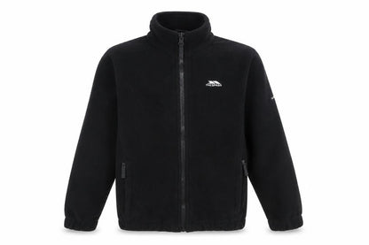 Front view of Trespass boys’ black fleece jacket, size 9-10, years