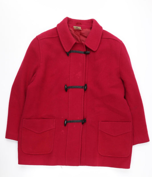 Eastex Women's Red Wool Mid-Length Toggle Coat