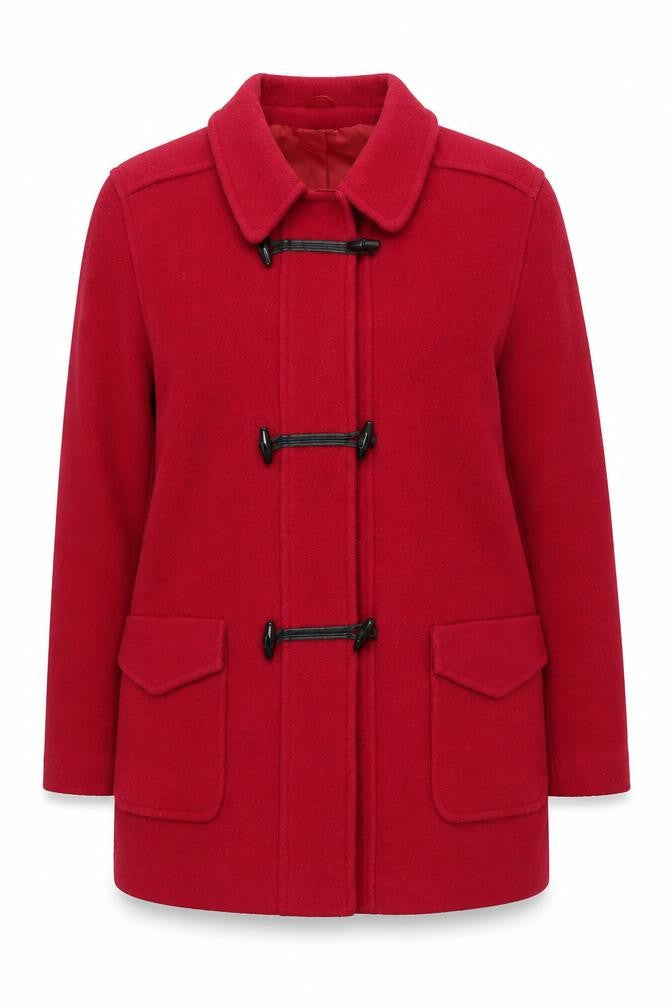 Eastex Women's Red Wool Mid-Length Toggle Coat