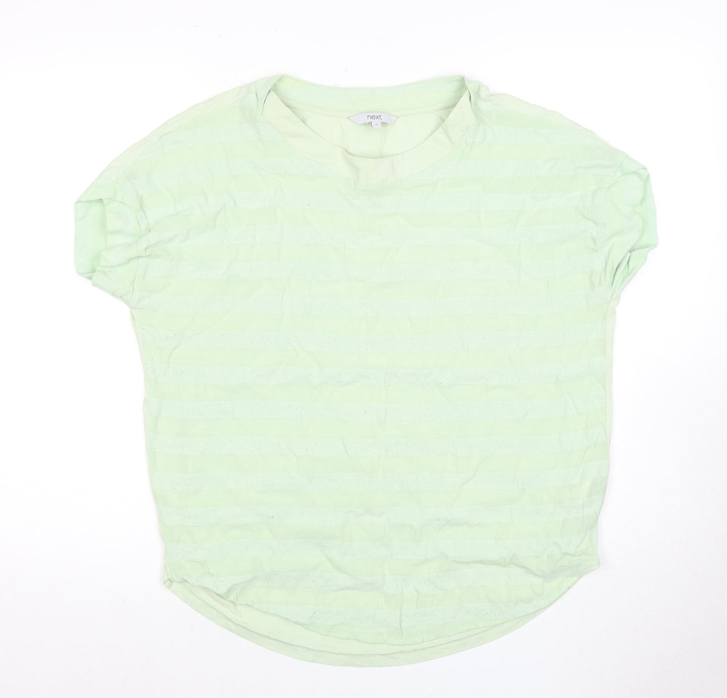 Next Women's Green Striped T-Shirt Size 18 Casual Wear
