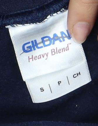 Gildan Men’s Blue Small Pullover Hoodie with Logo