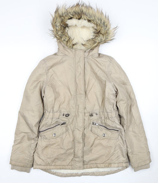 Nutmeg Girls Beige Parka Coat, Size 12-13, Hooded, Winter