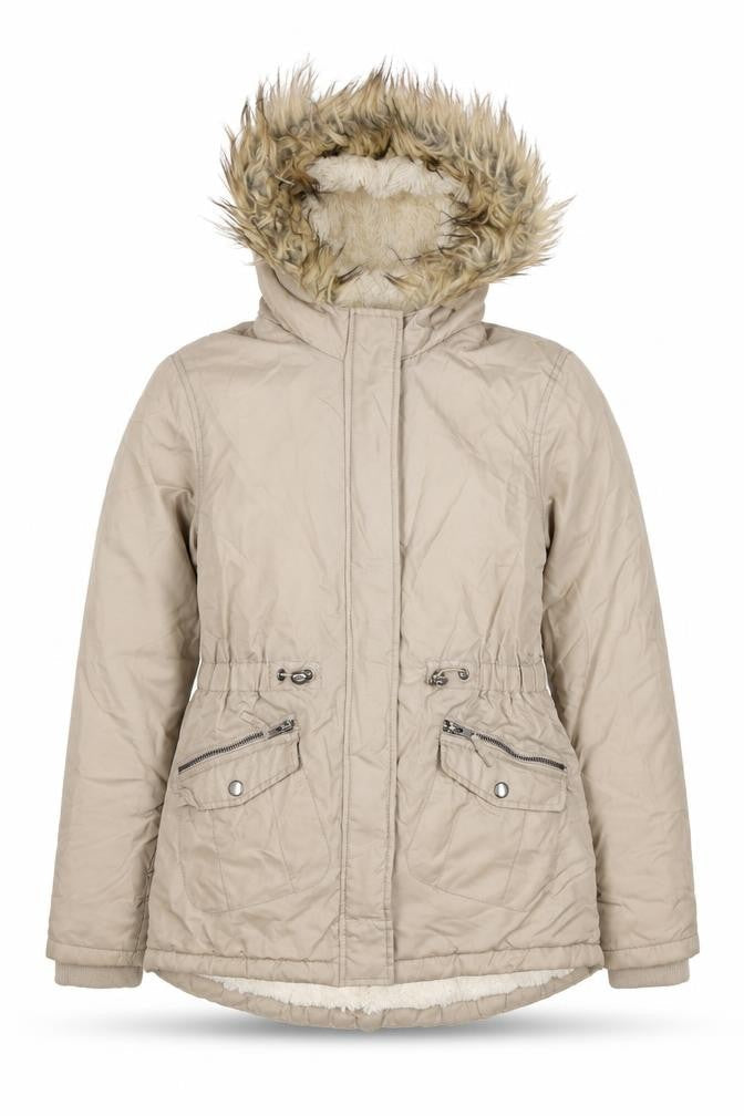 Nutmeg Girls Beige Parka Coat, Size 12-13, Hooded, Winter