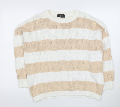 Windsmoor Women's Beige Striped Pullover Jumper