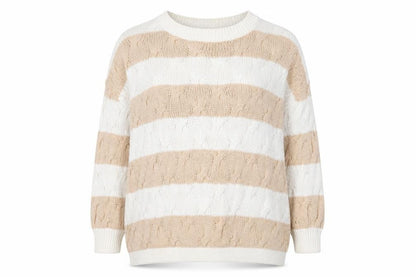 Windsmoor Women's Beige Striped Pullover Jumper