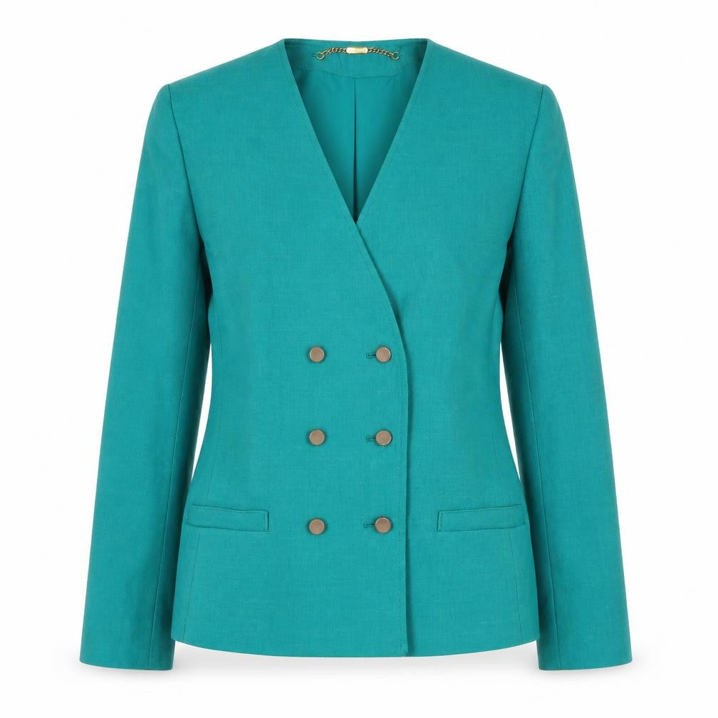 Windsmoor Women's Green Double-Breasted Blazer Size 8