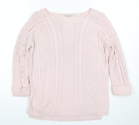 TRU Women's Pink Cotton Cable-Knit Jumper, Size S, Knit