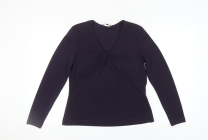 Bianca Women's Black Long Sleeve V-Neck Top Size 12