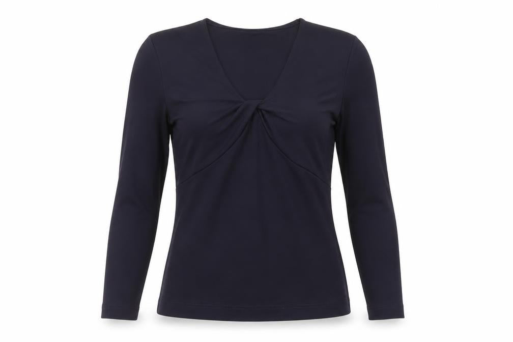 Bianca Women's Black Long Sleeve V-Neck Top Size 12