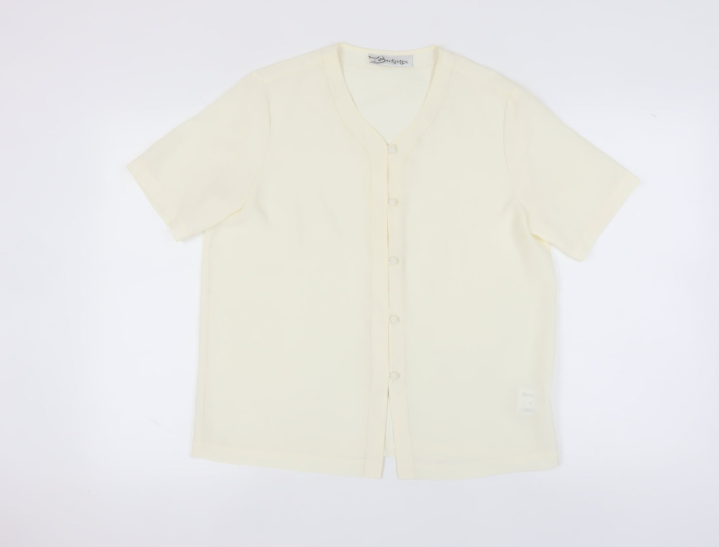 Berkertex Women's Ivory Button-Up Shirt, Size 14