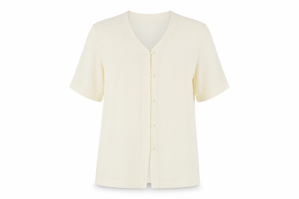Berkertex Women's Ivory Button-Up Shirt, Size 14