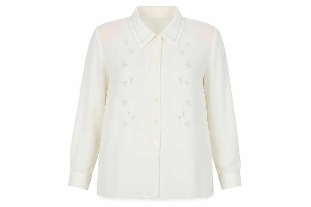 Holmewood Women's Ivory Embroidered Button-Up Shirt