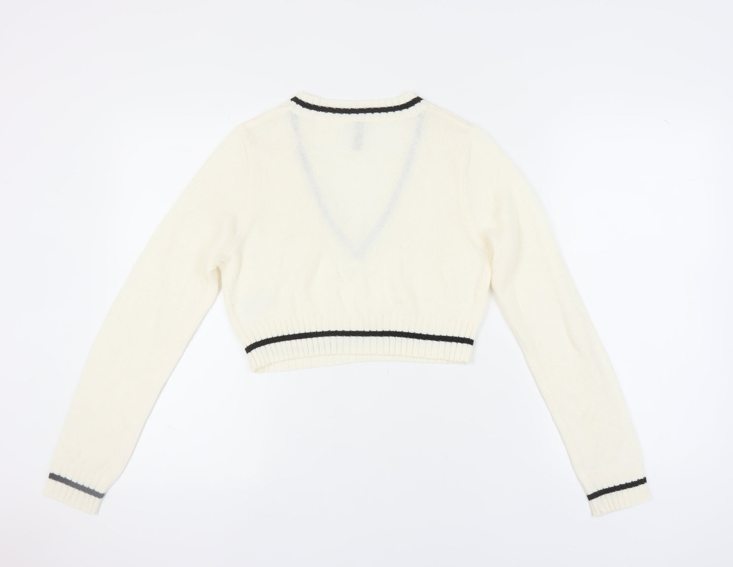 H&M Women’s White V-Neck Pullover Jumper, Size 12