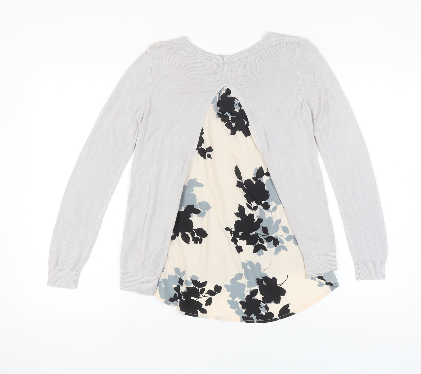 Oasis Women's Grey Floral Long Sleeve Basic Top
