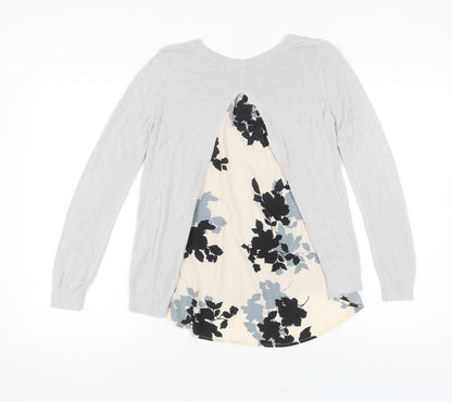 Oasis Women's Grey Floral Long Sleeve Basic Top