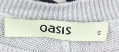 Oasis Women's Grey Floral Long Sleeve Basic Top