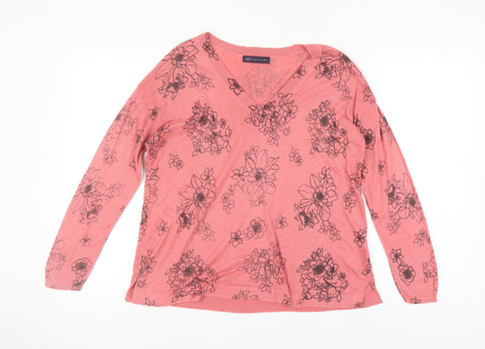 Marks and Spencer Women's Pink Floral Pullover M