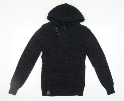 Next Men's Black Hooded Pullover Jumper - S