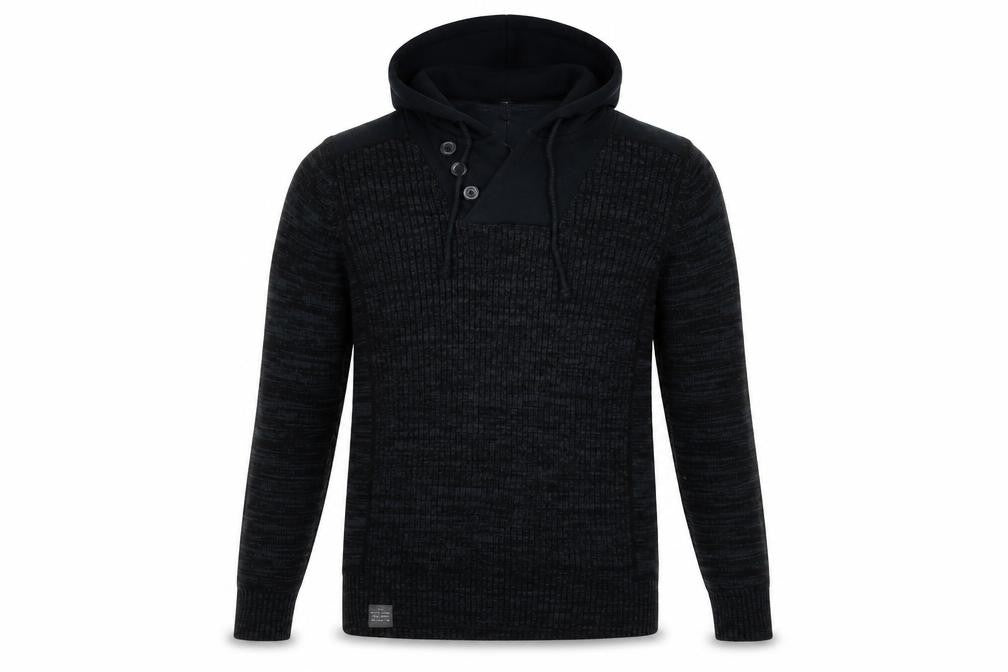 Next Men's Black Hooded Pullover Jumper - S