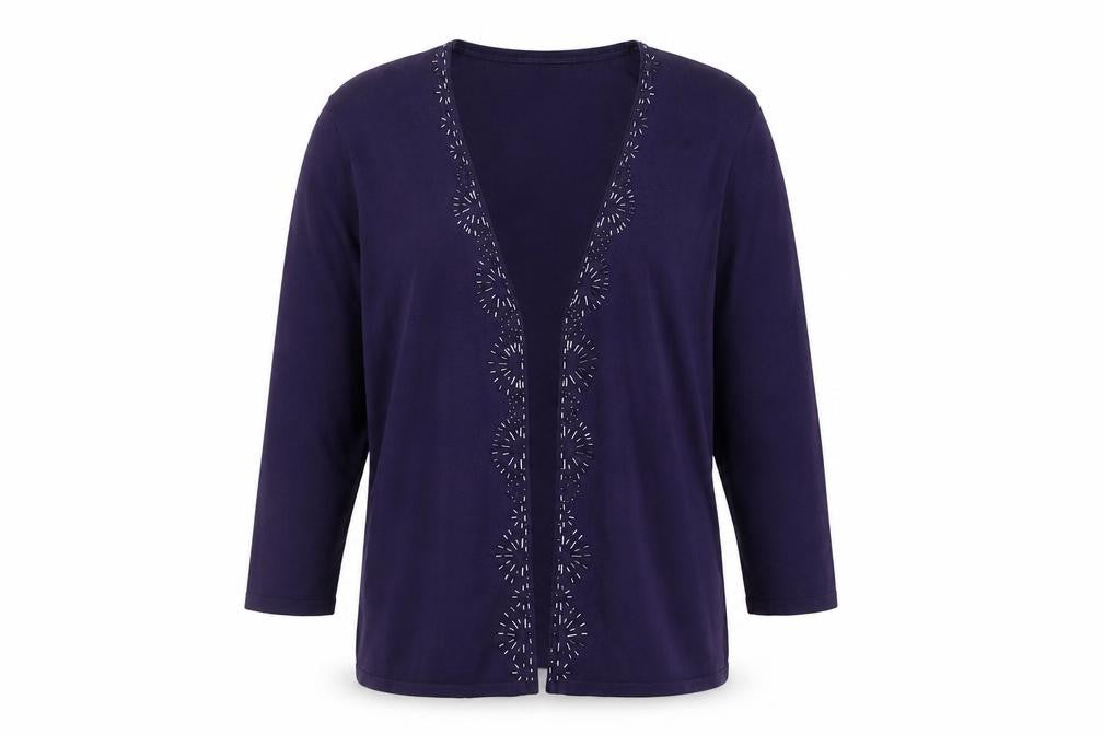 Country Casuals Women's Purple Cardigan S with Embroidered Detail