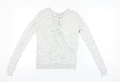 Preloved Next Women Grey Pullover Jumper Ruffle Detail Size 6 - Front
