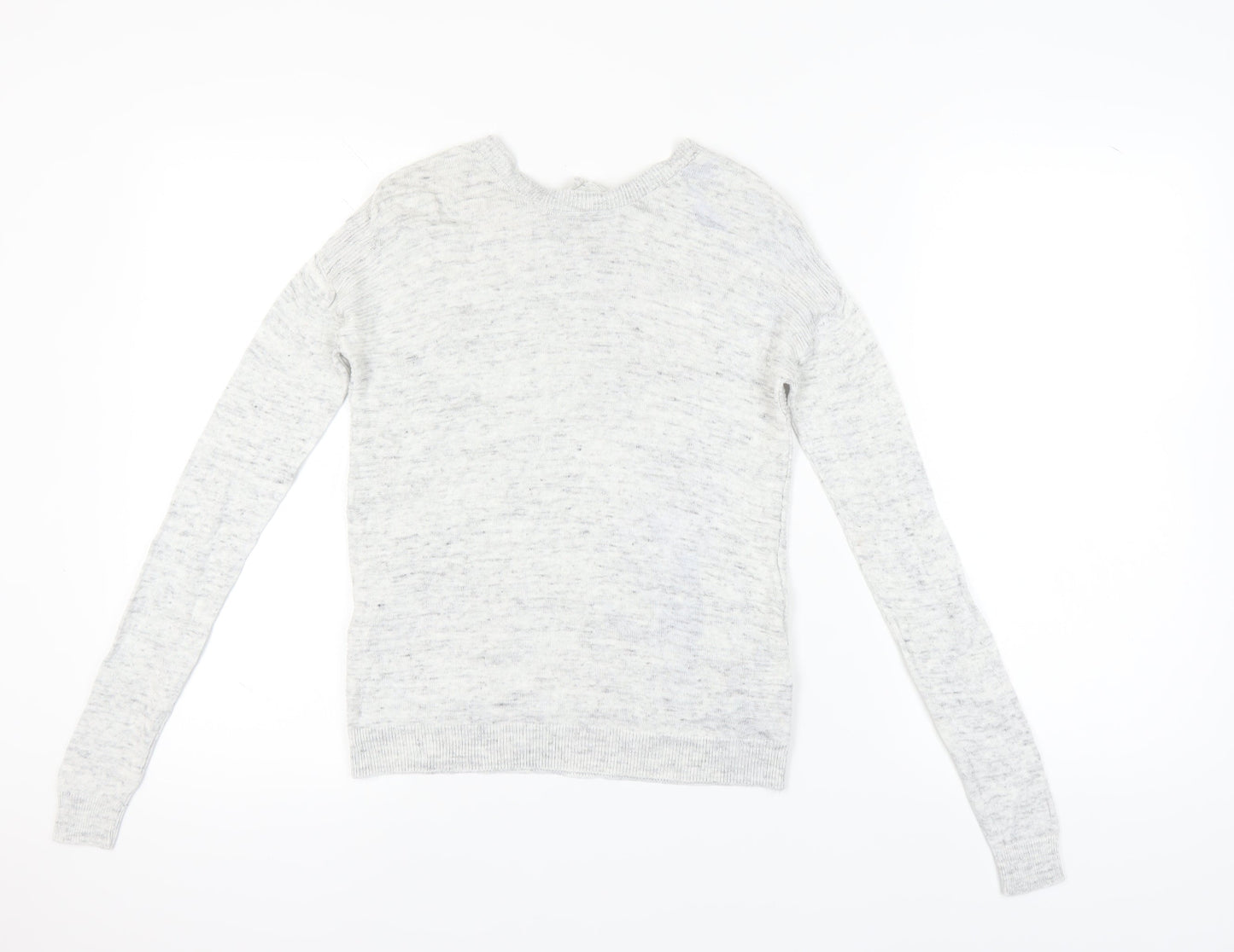 Next Women Grey Pullover Jumper Ruffle Detail Size 6