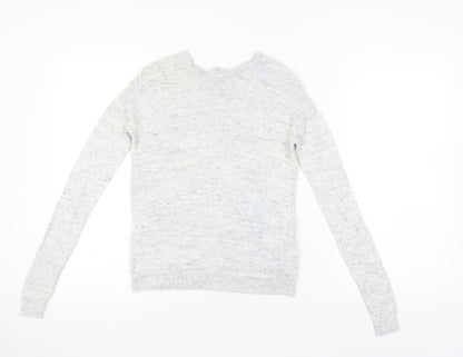 Preloved Next Women Grey Pullover Jumper Ruffle Detail Size 6 - Detail