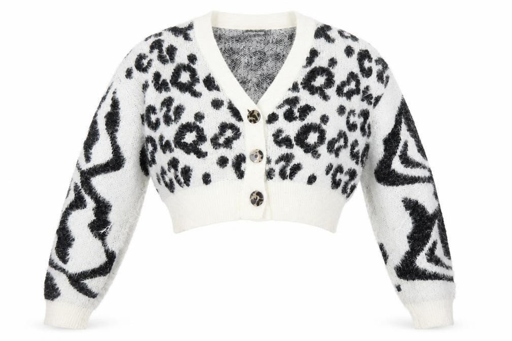 PRETTYLITTLETHING Women's White Animal Print Cardigan S