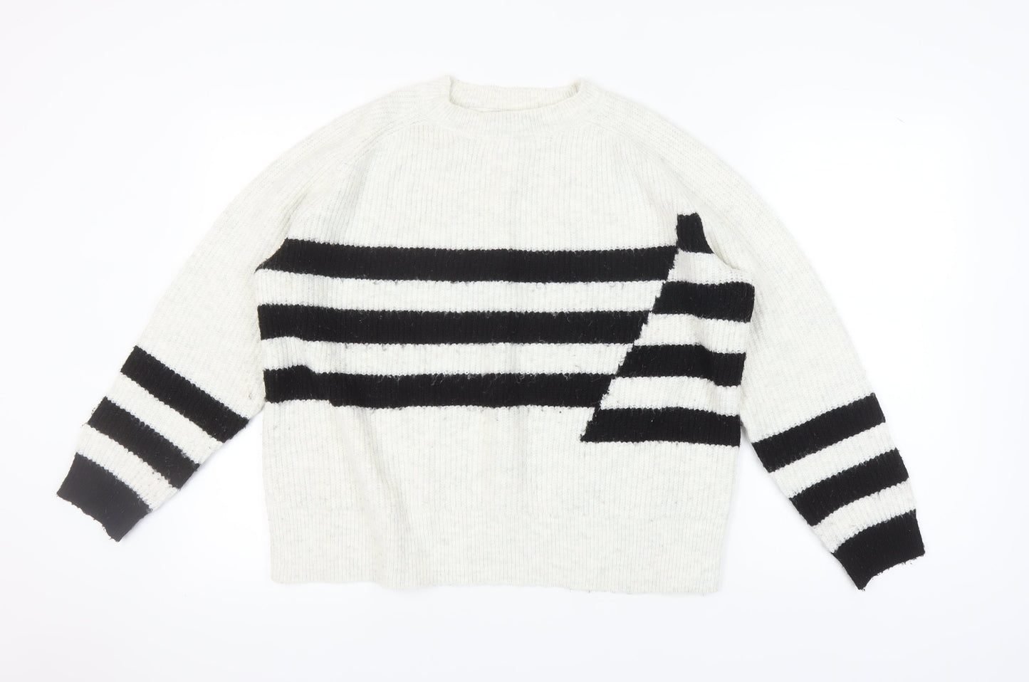 Marks and Spencer Women's Jumper, L, Black Striped Knit