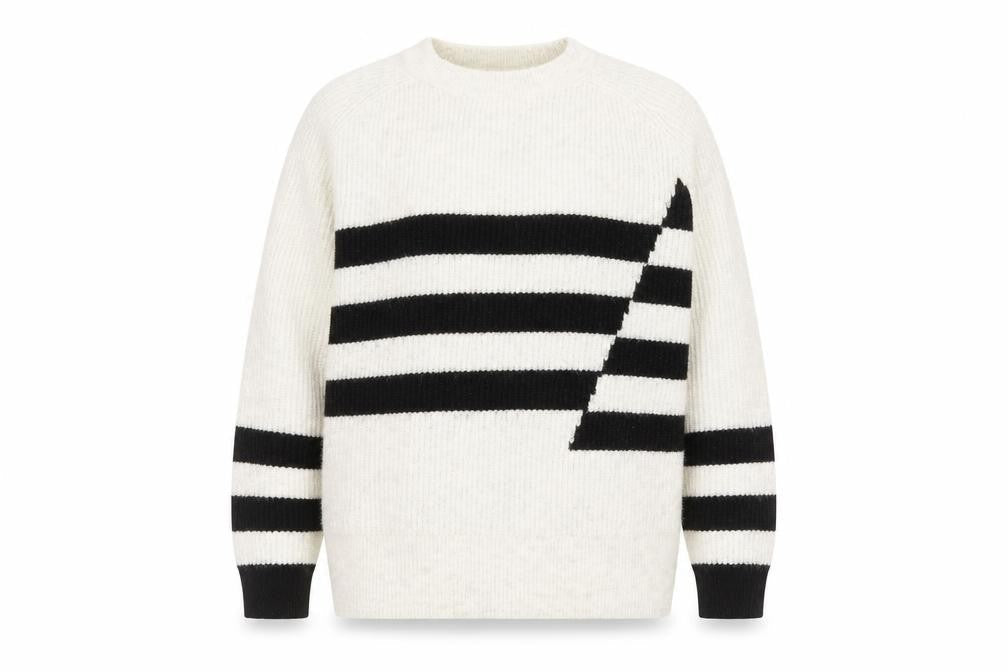 Marks & Spencer Women's Jumper, L, Black Striped Knit