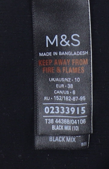 Marks & Spencer Women's Black Mock Neck Pullover Jumper Size 10