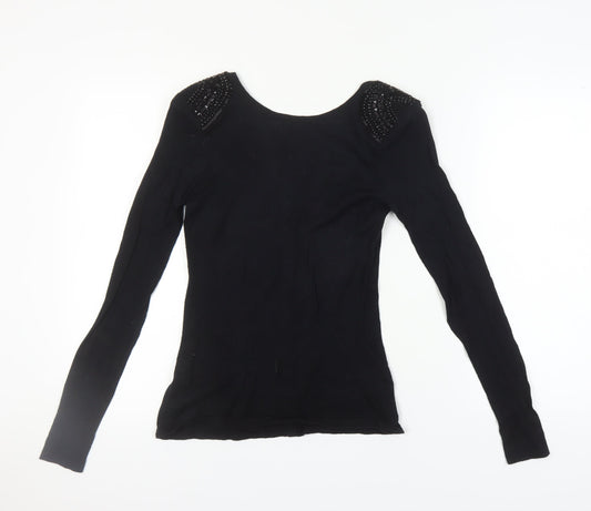 Ted Baker Women's Black Cardigan XS Beaded Slim Fit