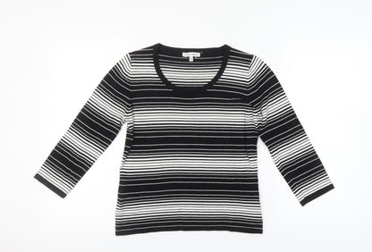Laura Ashley Women's Black Striped Pullover Jumper Size 12