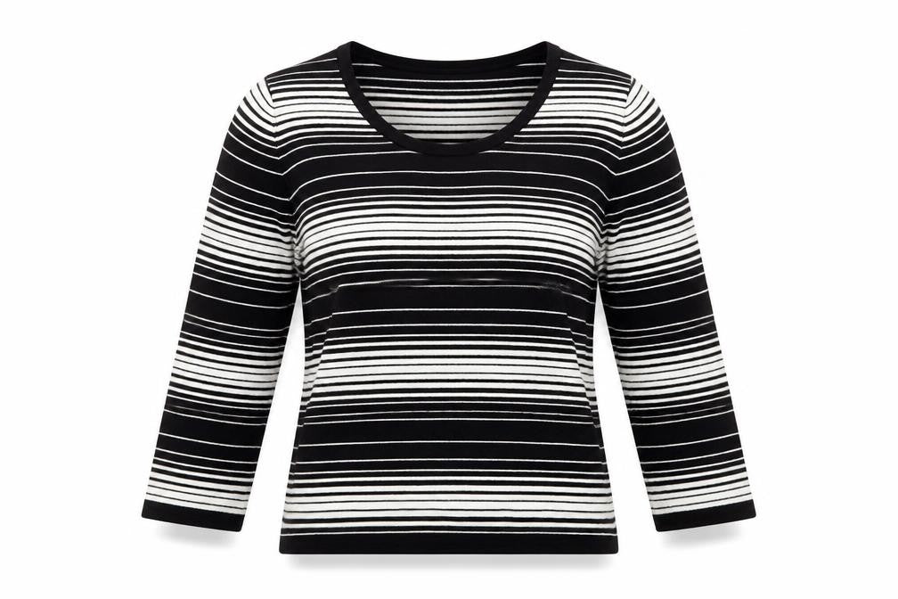 Laura Ashley Women's Black Striped Pullover Jumper Size 12