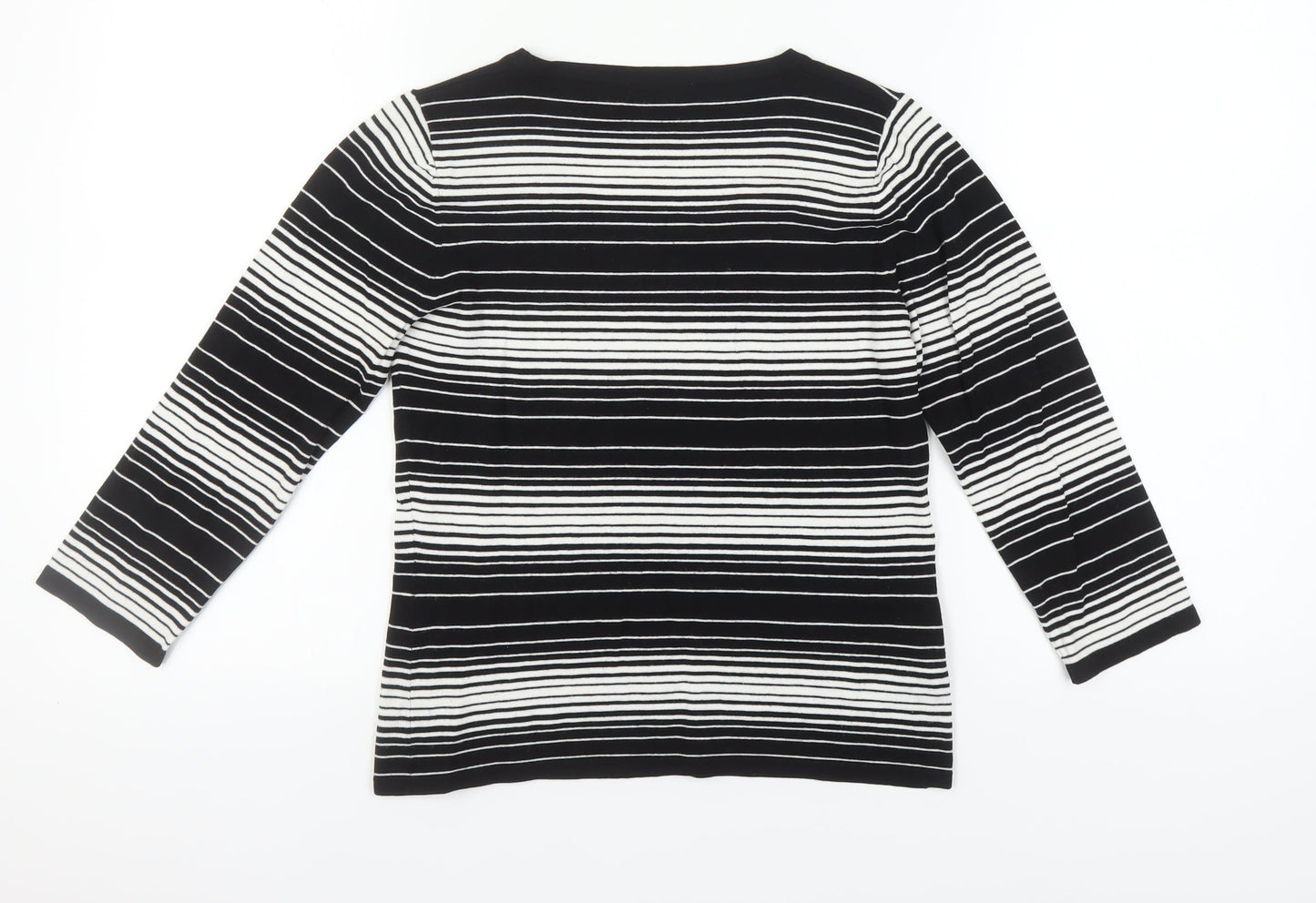 Laura Ashley Women's Black Striped Pullover Jumper Size 12