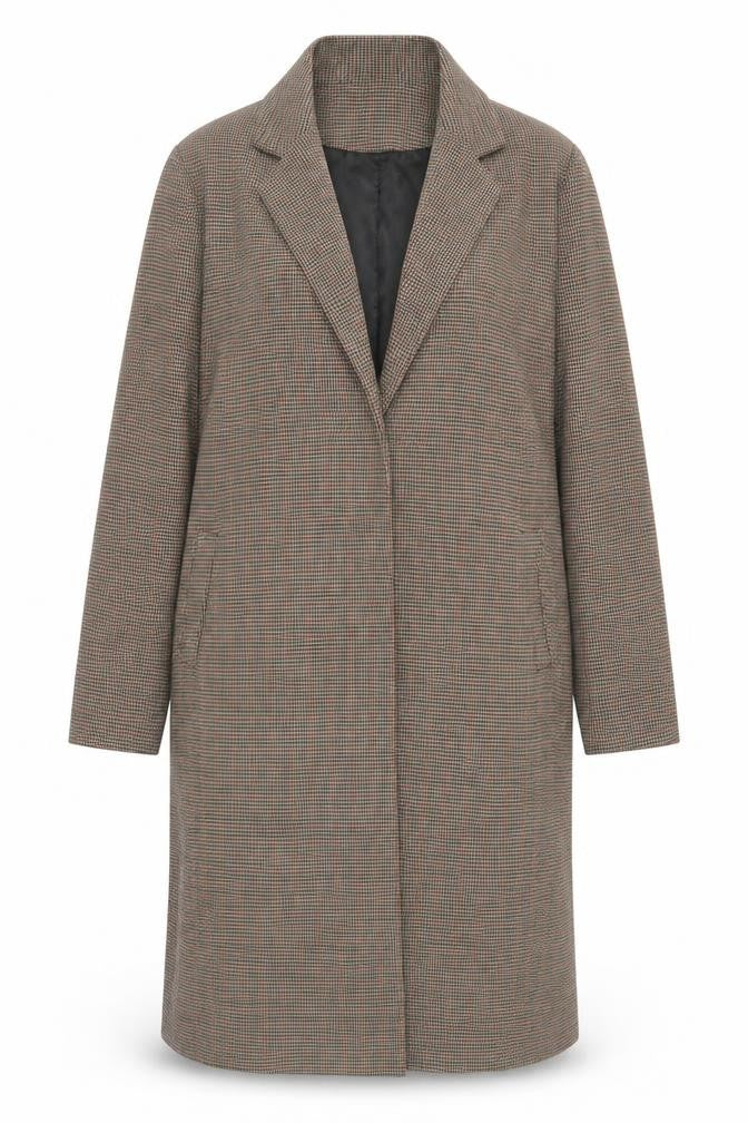 Marks & Spencer Women's Brown Long Check Coat Size 14