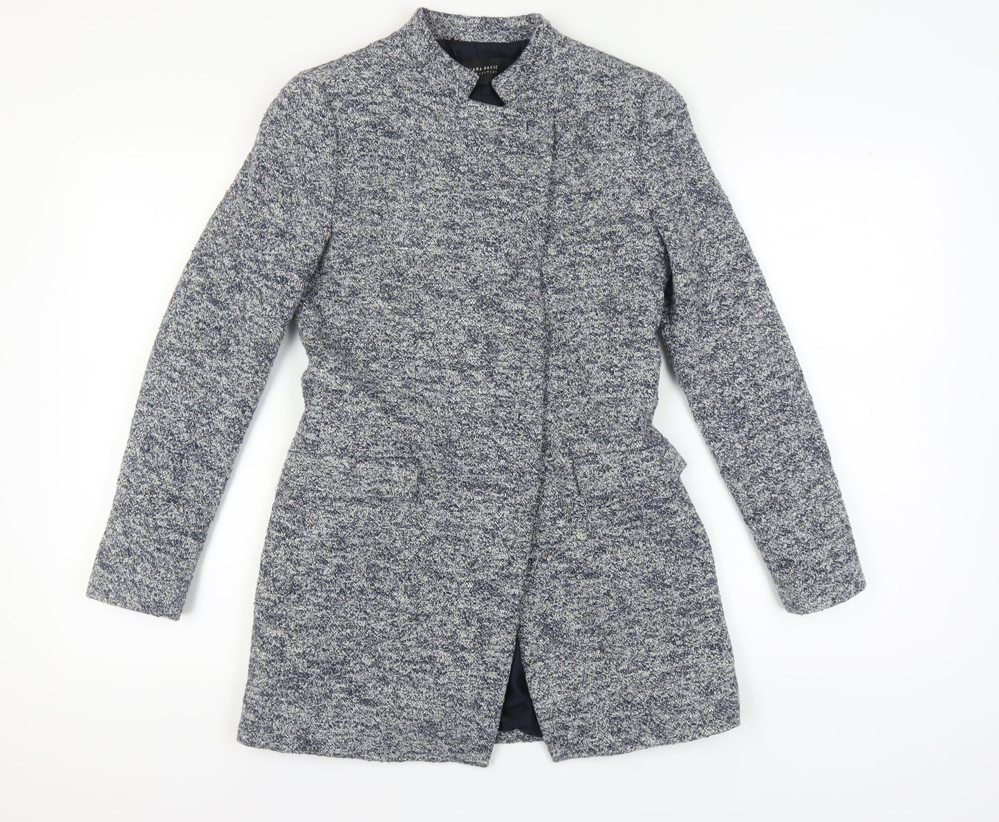 Zara Women's Grey Tweed Coat, Size M, Elegant Overcoat